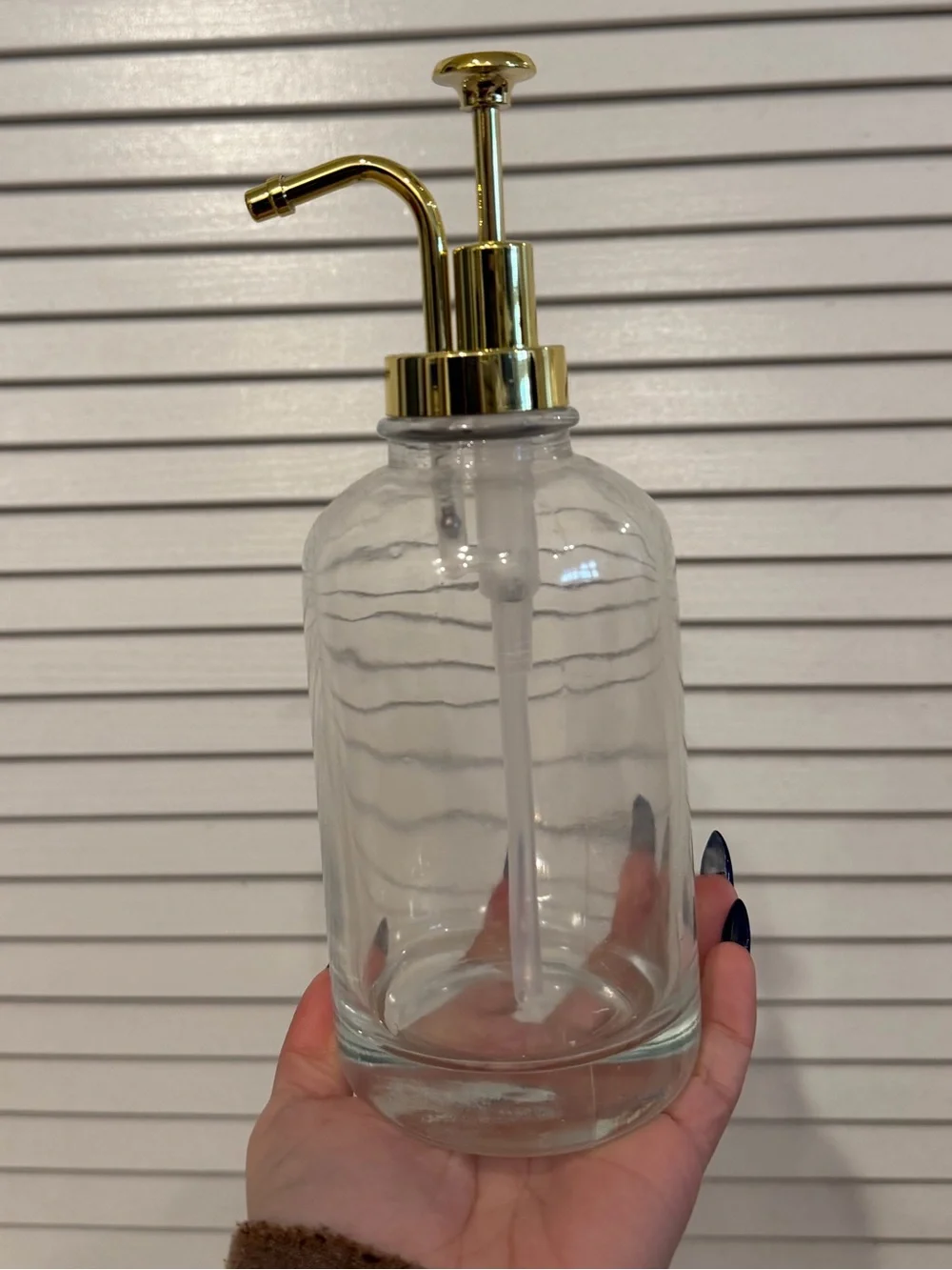 NWOT Glass Soap or Syrup Dispenser with Gold Pump - Clear